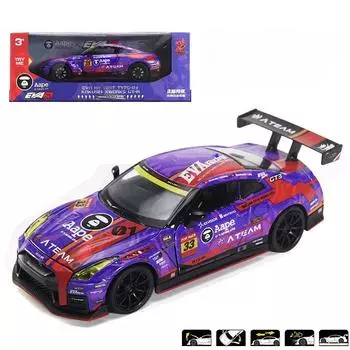 1/32 Nissan GT-R R35 NISMO EVA гоночный сплав спортивная модель автомобиля литые металлические игрушечные трековые гоночные модели автомобиля звук и свет детский подарок синий