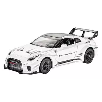 1/32 Nissan GTR-CSR2 Модель легкосплавного автомобиля с инерционным механизмом, коллекционная гоночная игрушка для детей, забавный подарок автолюбителю чёрный