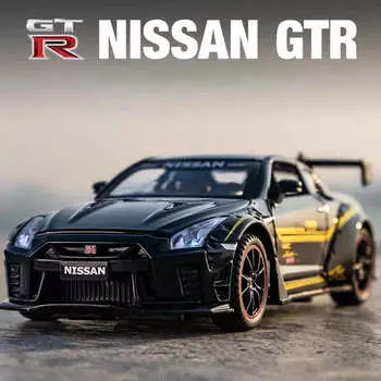 1:32 Nissan GTR R35 гоночный автомобиль модель имитация масштаб детский игрушечный автомобиль высококачественный литой игрушечный автомобиль звук и свет автомобиль для мальчика подарок белый