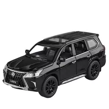 1/32 Новая модель автомобиля Lexus LX570 из литого металла, игрушечные машинки с инерционным механизмом, звуком и светом, 6 открытыми дверями для детей, подарок