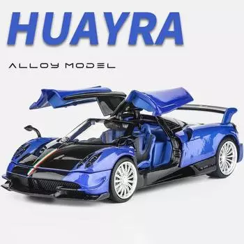 1/32 Pagani Huayra Supercar Модель игрушечного автомобиля из сплава, литые металлические игрушки со звуком и светом для детей синий