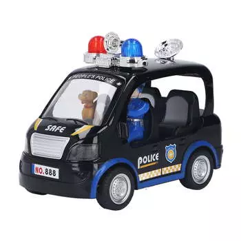 1/32 Полицейский автомобиль, игрушечный прочный сплав, прочный, детальная текстура, свет, звуковой эффект, безопасный, закругленный край, металлическая модель автомобиля для детской коллекции 1/32-Size:14*11*7.5cm чёрный