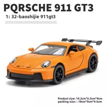 1:32 полномасштабных Porsche 911 GT3 High Simulation литой металлический сплав модель автомобиля со звуком и светом инерционная коллекция детских игрушек для мальчиков подарок оранжевый