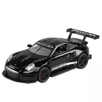 1/32 Porsche 911 GT3 RS литой сплав модель спортивного автомобиля звук и свет детские игрушки 1/32-Size:15.5*6.5*4.5cm чёрный
