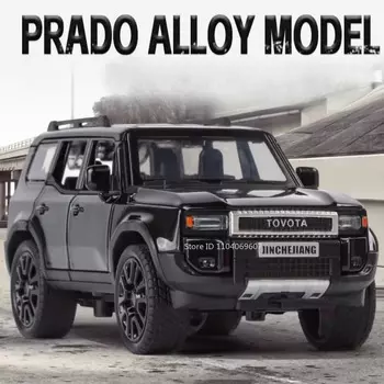 1:32 Prado SUV Модель автомобиля Игрушка Литой сплав Задняя часть 6 дверей Открывается Звук и свет Внедорожник Детский Подарочный Набор для Мальчиков белый