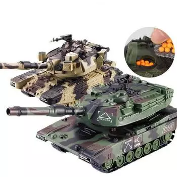1:32 RC Battle Tank Гусеничный игрушечный автомобиль с дистанционным управлением может запускать мягкие пули зелёный