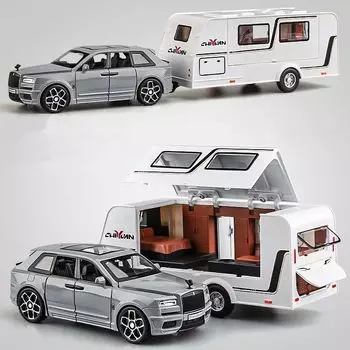 1/32 Rolls Royce Cullinan RV Модель автомобиля литой игрушечный внедорожник со звуком и светом модель автомобиля для кемпинга для мальчиков Подарки