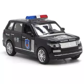 1/32 Rover Range Полицейская машина Высокое моделирование Модель автомобиля из сплава с открытыми дверями для мальчиков Модель автомобиля с инерционным механизмом E79 белый