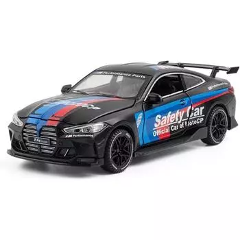 Масштаб 1/32 для автомобиля безопасности BMW M4 Mans Freewheel High Light Sport Racing Model 1/32-Size:16*7*4.5cm чёрный