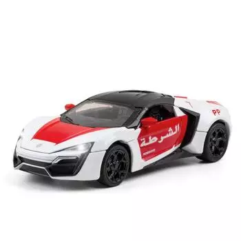 Масштаб 1/32 Lycan Dubai, модель полицейской машины из сплава со звуком и светом, украшения, детские игрушки, подарочная коллекция, украшение SQCD2000WR-0518 белый/красный