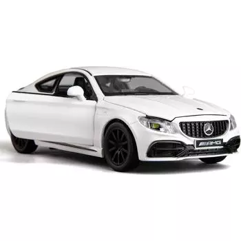1/32, совместимая с моделью автомобиля Mercedes C63 AMG, игрушечный автомобиль из литья под давлением из сплава с откидной спинкой, звуковая и световая игрушка для девочек и мальчиков, детские игрушки 1/32-Size:15*6*5cm белый