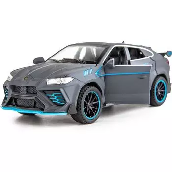 1/32, совместимая с моделью Lambo Urus, литой под давлением коллекционный игрушечный автомобиль с откатным механизмом со светом и звуком, игрушечный автомобиль для детей от 3 лет, подарок для мальчиков 1/32-Size:16*7.5*5.5cm серый