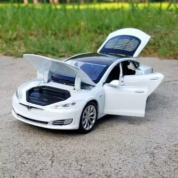 1:32 Tesla Model S модель автомобиля из сплава, имитация литья под давлением, металлическая игрушечная машина, коллекция моделей транспортных средств, звук и свет, детские подарки синий