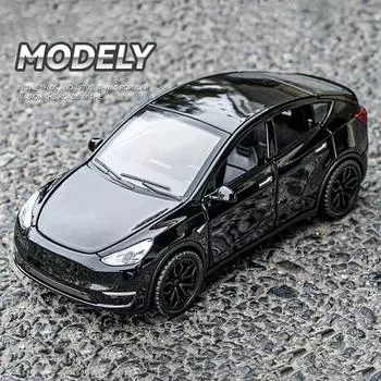 1:32 Tesla Model Y Model 3 Tesla Model X Литая игрушечная модель автомобиля из сплава Звук и свет Детские игрушки Коллекционные подарки на день рождения