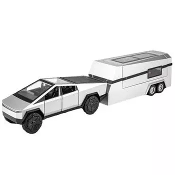 1/32 Tesla Trailer Rv Alloy Car Model Table Set Детские игрушки Литые коллекционные модели автомобилей Игрушки чёрный