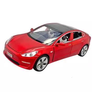 1:32 Tess Electric Car Model MODEL3 Alloy Model With Light Sound Effect Pull Back Car синий