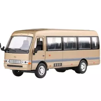 1/32 Toyota Coaster Bus Игровой автомобиль Модель давления Автомобильный игровой симулятор Металлический автобус Игроки для детской коллекции Подарки 1/32-Size:16.8*4.8*4.8cm золотой