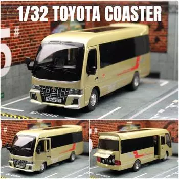 1/32 TOYOTA Coaster Coach Lexury Bus Alphard MPV игрушечная модель автомобиля для детей литой фургон миниатюрный инерционный коллекционный подарок для мальчика золотой