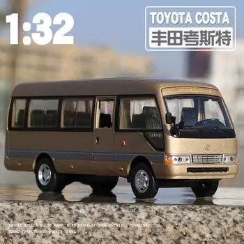1:32 Toyota Coster Автобус Легкосплавный Автомобиль Автобус Игрушечный Автомобиль Huili Акустооптический В Коробке золотой