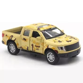 1/32 Toyota Pickup, игрушечная модель, может открывать двери, камуфляж, автомобиль, музыкальный свет, имитация автомобиля с откатным механизмом для детей, игрушки, подарки 1/32-Size:12*5.5*4.2cm жёлтый