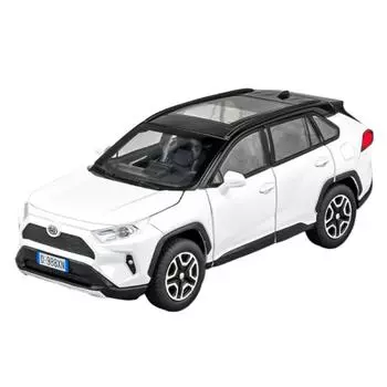 1/32 Toyota RAV4 SUV Alloy Scale Модель автомобиля Литые металлические миниатюрные игрушечные транспортные средства Звуковые и световые коллекционные игрушки Подарки для детей
