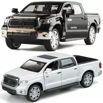 1/32 TOYOTA Tundra TRD Pickup Diecast Toy Модель игрушечного грузовика Миниатюрная откидная дверь Открывающаяся коллекция со звуком и светом Подарок для мальчика