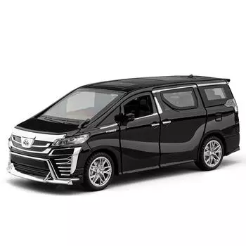 1/32 Toyota Vellfire MPV Модель автомобиля из сплава Звук и свет Инерционный механизм Детская игрушка Коллекционные предметы Подарок на день рождения белый
