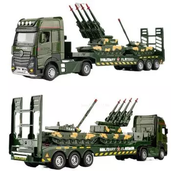 1/32 Военные танки Модель автомобиля Игрушечная литая игрушечная машинка Грузовик Модель с инерционным звуком и светом Транспортное средство для мальчика Подарок
