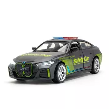 1/34 BMW I4 M50 Alloy New Energy Car Model Diecast Metal Police Vehicles Car Model Simulation Sound and Light Children Toy Gift серый