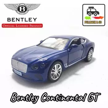 1/36 Bentley Continental GT Pullback Игрушечная модель автомобиля Официальная лицензированная масштабная реплика Металлическая литая миниатюрная художественная модель Рождественский подарок для мальчика синий