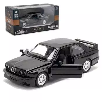 1/36 BMW M3 1987 литые игрушки модель автомобиля металлические игрушечные транспортные средства подлинные изысканный интерьер откидывающийся назад 2 двери открываются детский подарок чёрный