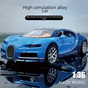 1:36 игрушечная модель автомобиля Bugatti с выдвижным механизмом из сплава и коробкой-окошком - детское украшение