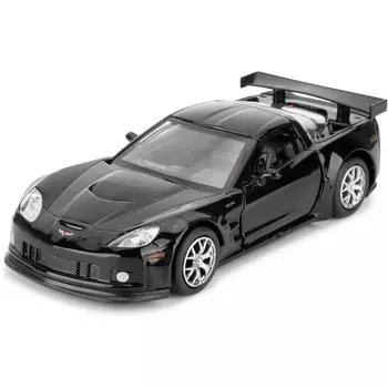 1/36 литой автомобиль из сплава, модель автомобиля Corvette C6R, игрушечный автомобиль с функцией отката, модель игрушки для коллекции, подарок для мальчиков и девочек 1/36-Size:13*5*4cm чёрный