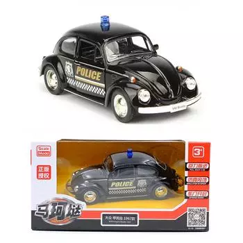 1/36 масштаб Жук 1967 полицейский игрушечный автомобиль из сплава литья под давлением модель автомобиля игрушка с отступом для детей подарки коллекция игрушек 1/36-Size:12.5*5*4cm чёрный