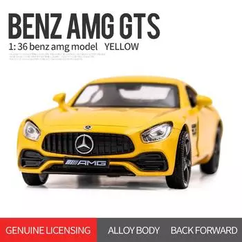 1/36 Mercedes Benz AMG GTS литой под давлением автомобиль модель суперкар игрушечные транспортные средства инерционный сплав металла высокая имитация для коллекционного подарка F332