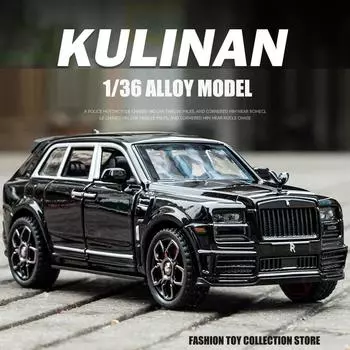 1:36 Модель автомобиля Cullinan из сплава, литая игрушка со звуком и светом, украшения для автомобиля, игрушка со звуком и светом, детский подарок, модные аксессуары чёрный