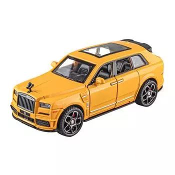 1/36 Rolls Royce Cullinan игрушечная модель автомобиля литая из сплава со звуком и светом игрушечные модели транспортных средств с инерционным механизмом для мальчиков подарки жёлтый