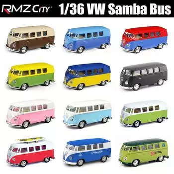 1/36 Samba Автобус Игрушка Для Детей Город Классическая Литая Миниатюрная Модель Транспортного Средства Инерционный Двигатель Коллекция Подарков Мальчикам