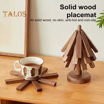 1/3/4/5 шт. подставки из орехового дерева с подставкой, термостойкие подставки под горячее для кастрюль и сковородок, подставки в форме рождественской елки, декор для кухонного стола, подарок 1pc