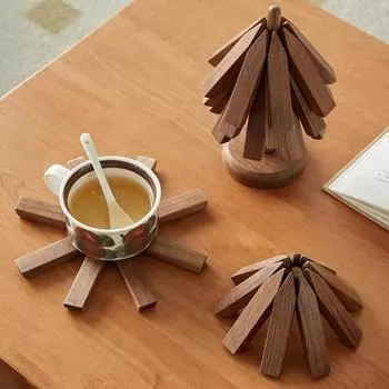 1/3/4/5 шт. подставки из орехового дерева с подставкой, термостойкие подставки под горячее для кастрюль и сковородок, подставки в форме рождественской елки, декор для кухонного стола, подарок 1pc