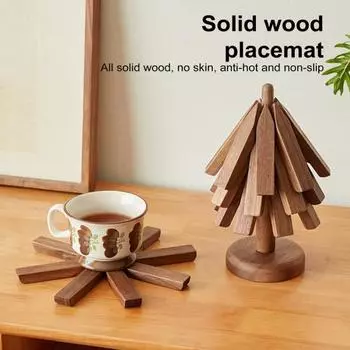 1/3/4/5 шт. подставки из орехового дерева с подставкой, термостойкие подставки под горячее для кастрюль и сковородок 1pc