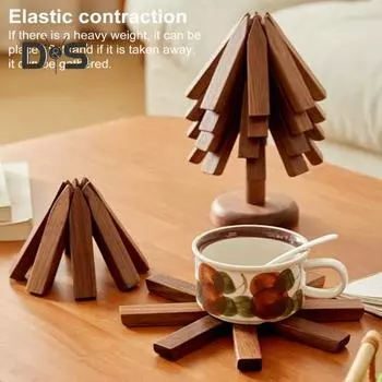 1/3/4/5 шт. подставки из орехового дерева с подставкой, термостойкие подставки под горячее для кастрюль и сковородок, подставки в форме рождественской елки, декор для кухонного стола, подарок 1pc