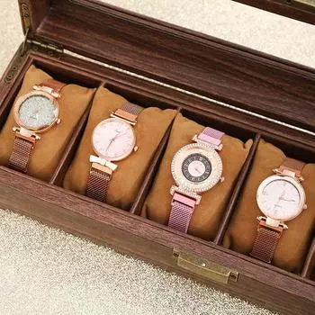1/3/4 шт. Женские элегантные кварцевые часы с ремешком из искусственной кожи, циферблатом из цинкового сплава и указателем, в подарок ученикам, возвращающимся в школу