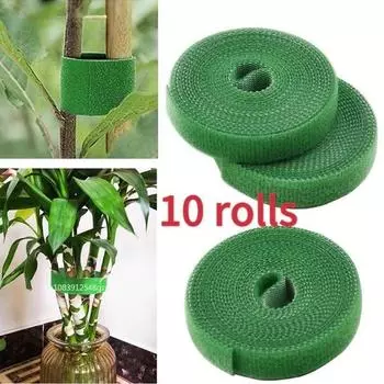 1/3/5/10 рулонов нейлоновых стяжек для растений, крючок для крепления растений, петля для крепления, регулируемая поддержка растений, многоразовая крепежная лента для аксессуаров для дома и сада 1 Roll зелёный