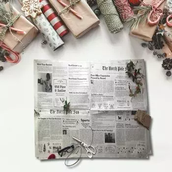 1/3/5/10 шт. рождественская подарочная упаковочная бумага винтажная газетная подарочная коробка рулон ретро-художественное ремесло 1pc