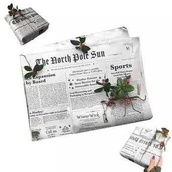 1/3/5/10 шт. рождественская подарочная упаковочная бумага винтажная газетная подарочная коробка рулон ретро-художественная упаковочная бумага для самостоятельного изготовления подарочного букета цветочная упаковка 1pc