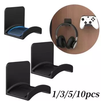 1/3/5/10 шт. Универсальная вешалка для наушников, настенная, клейкая, пластиковая, держатель для гарнитуры, стойка для домашнего рабочего стола, принадлежности для хранения 1PC чёрный