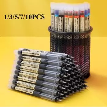 1/3/5/710 шт./набор высококачественных гелевых ручек с иглами, прямая шариковая ручка с жидкостью, канцелярские принадлежности для школы и офиса, канцелярские принадлежности для письма 1 PCS чёрный