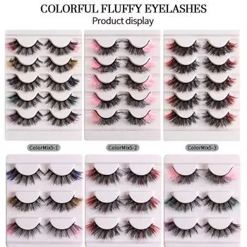 1/3/5 пар красивых густых искусственных ресниц с 3D-эффектом для женщин, разноцветные имитационные ресницы для вечеринки B