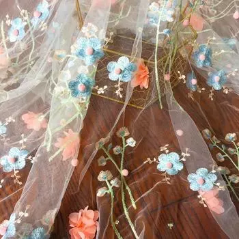 1/3/5 ярдов 3D лепестковый цветок вышитая кружевная ткань мягкая сетчатая тюль цветочная ткань для свадебного платья своими руками одежда реквизит для фотосъемки 1 Yard